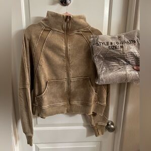 Zenana Women’s Beige Full Zip Jacket